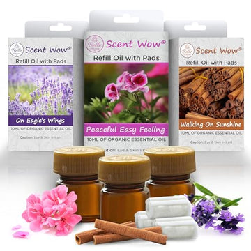 ScentWow® Aromatherapy Car Diffuser Refill Essential Oil Bundle with Three Refill Pads and 10ml Bottles Belle Aroma uk supplements