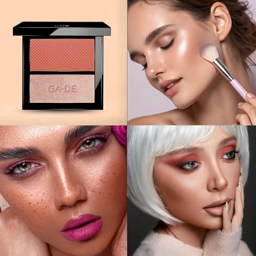 GA-DE Velveteen Blush and Shimmer Duet, 50 - Formulated with Micronized Pearls and Pigments for Sculpting Face and Décolleté - Paraben-Free - 0.26 oz GA-DE uk supplements