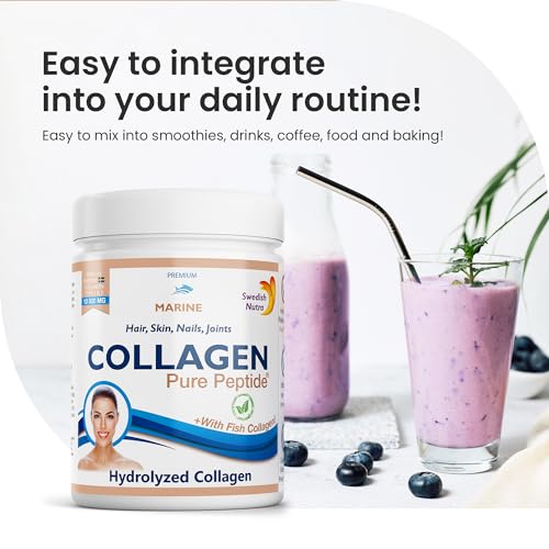 Swedish Nutra Powder Marine Collagen - Pack of 300g, 30 Day Supply | Minimize Fine Lines, Wrinkles & Improve Skin Elasticity | High Absorption Rate Swedish Nutra uk supplements