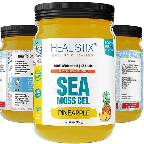 Healistix Pineapple Irish Sea Moss Gel 16 Oz - St Lucia Wildcrafted Seamoss Gel, Packed HX HEALISTIX uk supplements