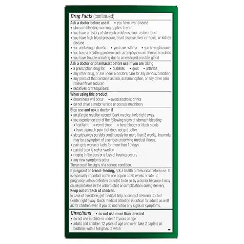 Excedrin PM for Headache Relief, Acetaminophen 250mg, Aspirin 250mg, Diphenhydramine Citrate 38mg, Pain Reliever, Nighttime Sleep-Aid, 100 Count Excedrin uk supplements