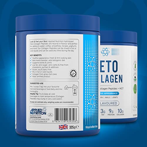 Applied Nutrition Keto Protein Powder, Hydrolysed Collagen Peptides + MCT Healthy Fats & Skin, Ketogenic & Paleo Diet Applied Nutrition uk supplements