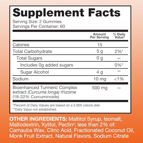 Qunol Zero Sugar Turmeric Gummies, Gummy with 500mg Turmeric Curcumin, Joint Supp Qunol uk supplements