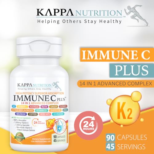 Quercetin 1,000mg, Vitamin C 1,000mg, Zinc 50mg, Vitamin D3 5,000iu, Selenium, Copper, Acerola, Ginger, Rutin, Bitter Orange, Rose Hips, Echinacea, Immune C Plus, 14 in 1 Immune C Plus (120 Count) KAPPA NUTRITION uk supplements