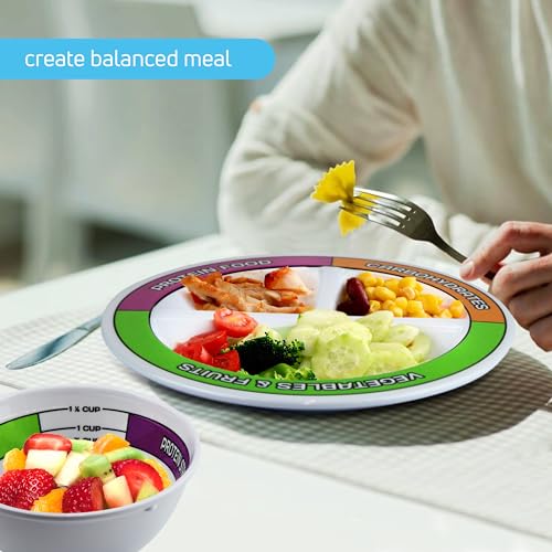 Portion Control Bariatric Plates and Bowls Set of 2 (4pcs Total) - Self-Measuring Plates HeroFiber uk supplements