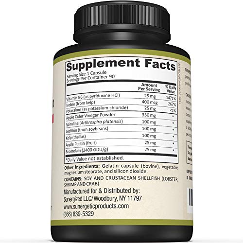 Sunergetic Premium Apple Cider Vinegar Capsules – Includes Apple Pectin, Spirulina Sunergetic uk supplements