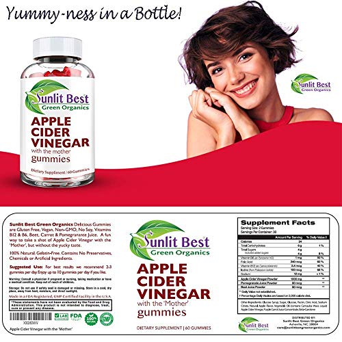 Apple Cider Vinegar Gummies Vitamins with The Mother, Delicious Immunity, Gluten Free Sunlit Best Green Organics uk supplements