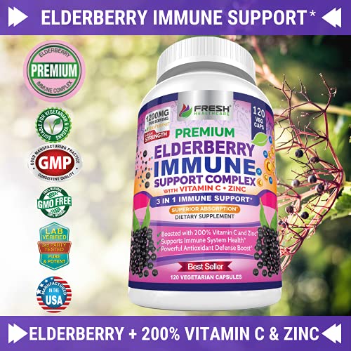 FRESH HEALTHCARE Elderberry Capsules - High Potency Black Elderberry with Zinc FRESH HEALTHCARE uk supplements