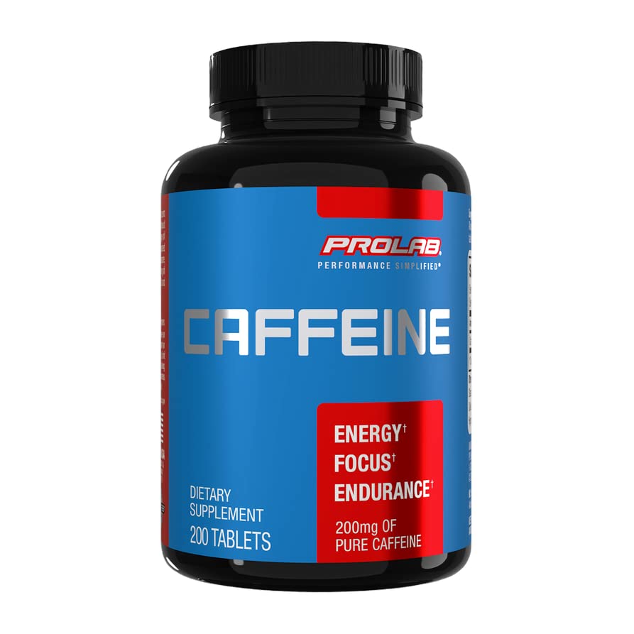 ProLab Caffeine Tablets 200mg - 200ct | Energy Support, Helps Enhance Endurance & Mental Focus, Reduce Fatigue, Pre-Workout, Extra Strength ProLab uk supplements