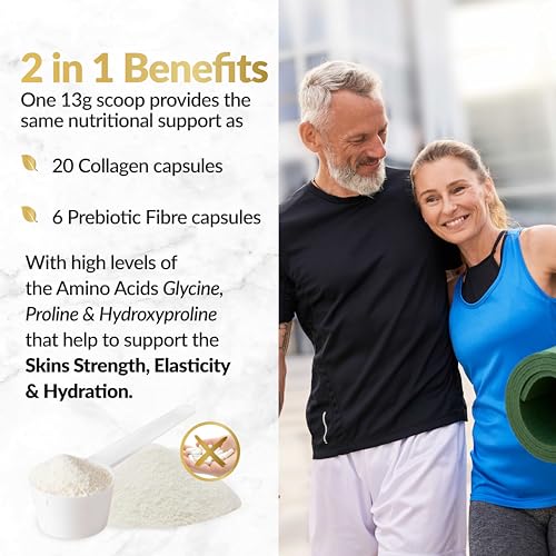 Prebiotic Collagen Powder - 390g Hydrolysed Bovine Collagen Peptides with Prebiotics for Gut Health & Skin Inner Vitality uk supplements
