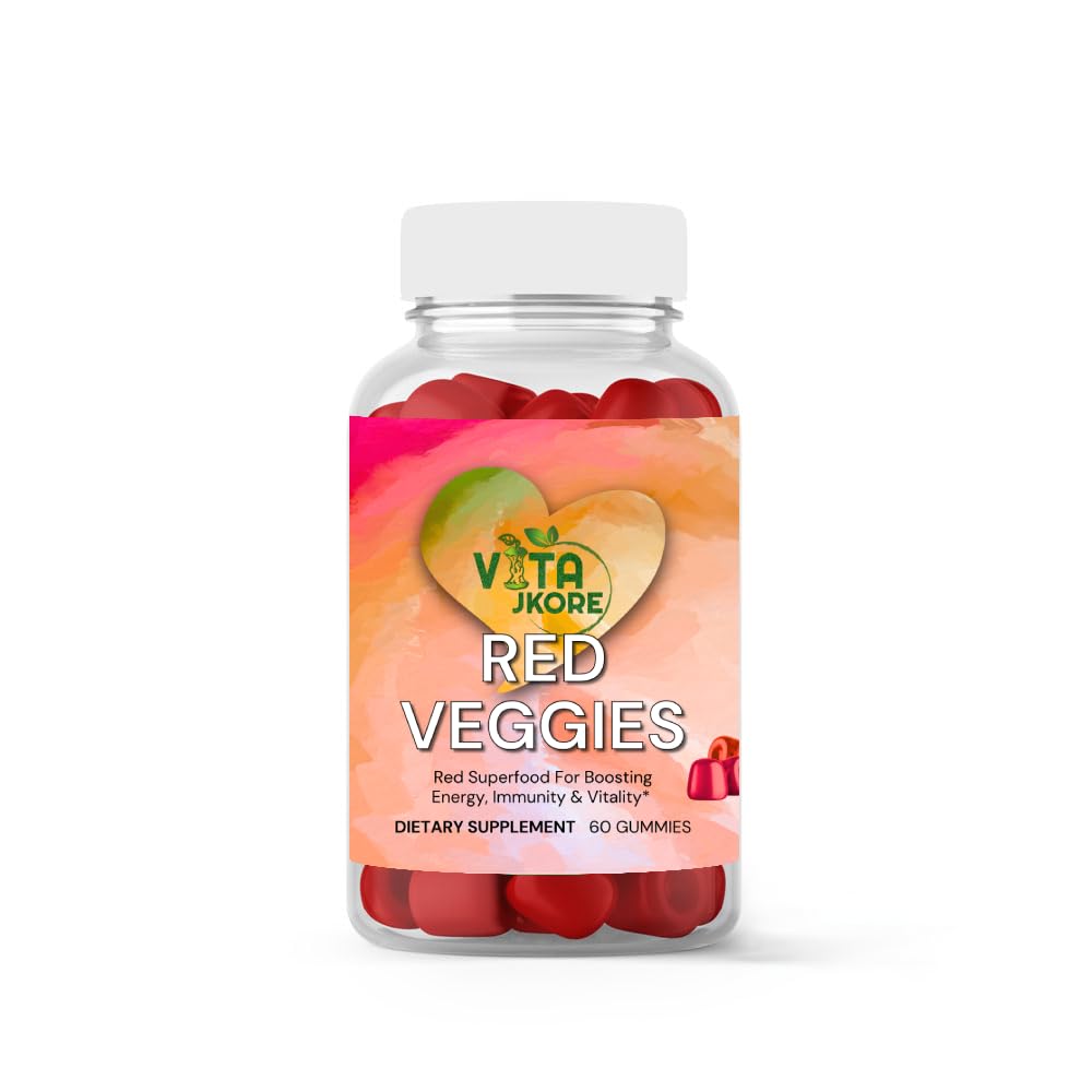VITA JKORE Red Veggies Superfood Gummies, Energy & Immunity Booster, 60 Count Dietary Supplement, Natural Beetroot Blend VITA JKORE uk supplements
