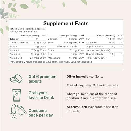 Organic Chlorella Spirulina Tablets, 3000mg Per Serving, 720 Counts, 4 Months Supply Micro Ingredients uk supplements