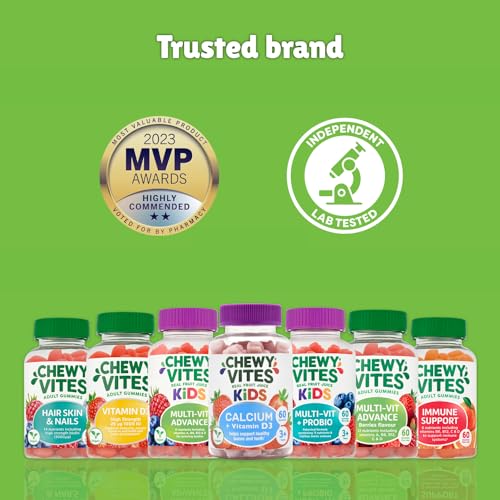 Chewy Vites Beauty Collagen 60 Gummy Vitamins |Hydrolised Collagen, CoQ10, Biotin + Vitamins | 1 Month Supply | Real Fruit Juice | Berry Flavour | 2-a-Day | CHEWY VITES uk supplements
