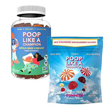 Poop Like a Champion Super Fiber Gummies 6g Fiber - Apple Cider Vinegar & Berries 2 Flavors Poop Like a Champion uk supplements