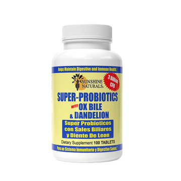 Sunshine Naturals Super Probiotics Supplement. Improves Digestion, Gut Health, Immune System Support, and Healthy Bowel Function. Promotes Healthy Flora. 100 Capsules. Sunshine Naturals uk supplements
