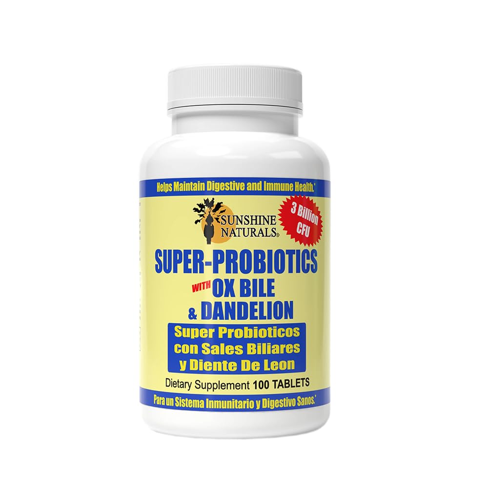 Sunshine Naturals Super Probiotics Supplement. Improves Digestion, Gut Health, Immune System Support, and Healthy Bowel Function. Promotes Healthy Flora. 100 Capsules. Sunshine Naturals uk supplements