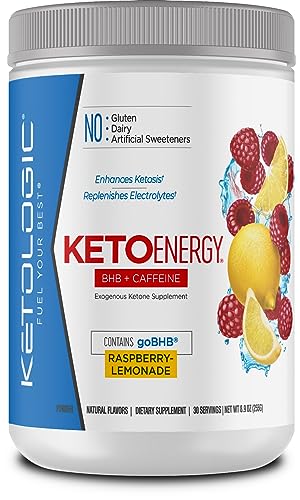 KetoLogic BHB KetoEnergy Exogenous Ketones Powder with Caffeine | Raspberry Lemonade Ketologic uk supplements