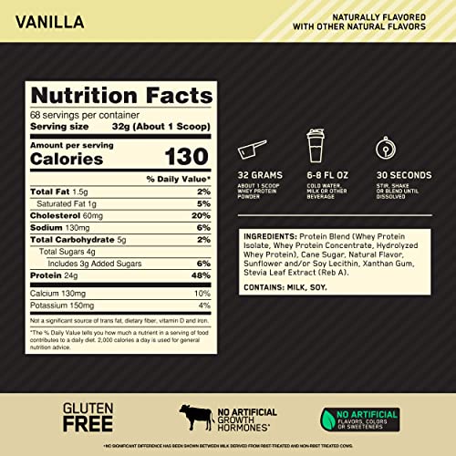 Optimum Nutrition Gold Standard 100% Whey Protein Powder 4.8 (Packaging May Vary) Optimum Nutrition uk supplements
