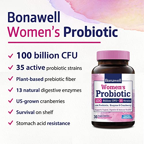 Bonawell Probiotics for Women 100B, with Organic Prebiotic, Cranberry for Feminine Health Bonawell uk supplements