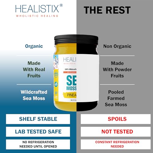 Healistix Pineapple Irish Sea Moss Gel 16 Oz - St Lucia Wildcrafted Seamoss Gel, Packed HX HEALISTIX uk supplements