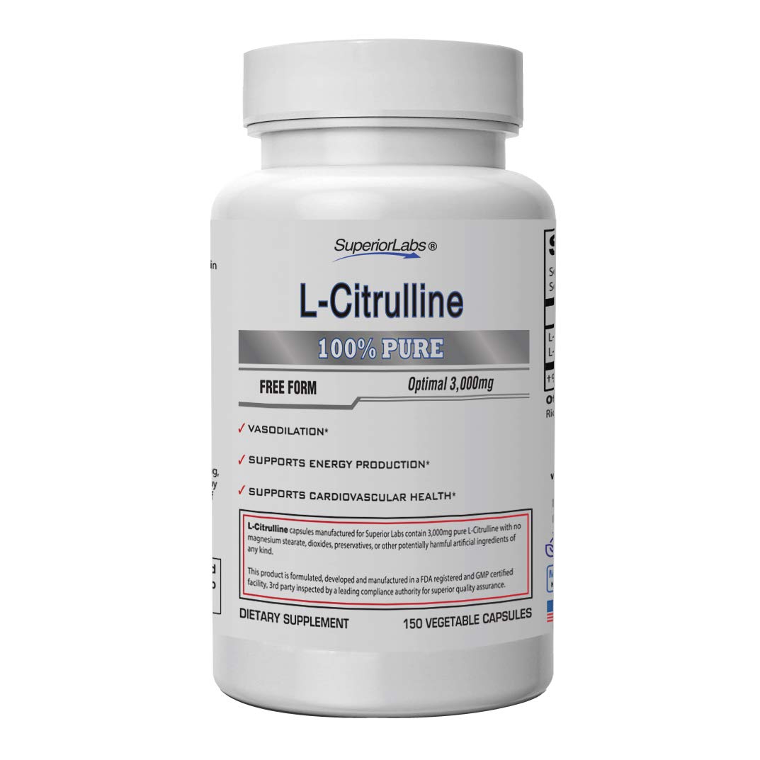 Superior Labs – Pure L-Citrulline – Free Form – Optimal 3,000mg Dosage – 150 Vegetable Superior Labs uk supplements