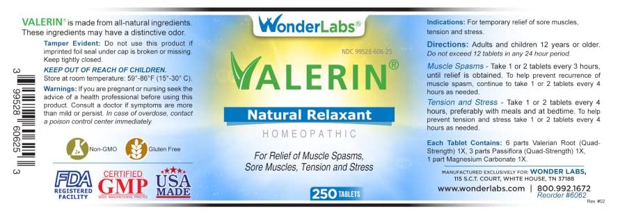 Valerian Natural Relaxant for Tension Relief, Stress Relief, Leg Cramp Relief and Other Muscle Cramps Magnesium, Passion Flower, & Valerian Root Muscle Relaxant - (90ct) Wonder Laboratories uk supplements