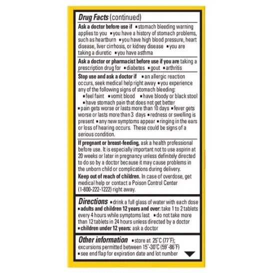 Ecotrin Safety Coated Aspirin Arthritis Pain Reliever Tablets, Regular Strength, NSAID 325 mg, 125 ct (Pack of 2) Ecotrin uk supplements