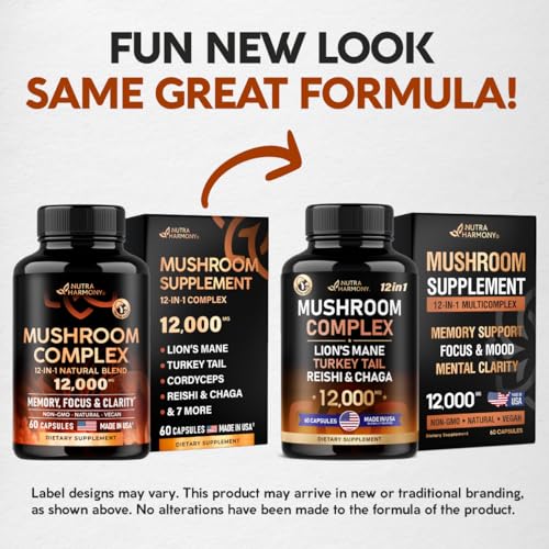 Mushroom Supplement - Organic Lion's Mane | Turkey Tail | Chaga | Cordyceps | Reishi NUTRAHARMONY uk supplements