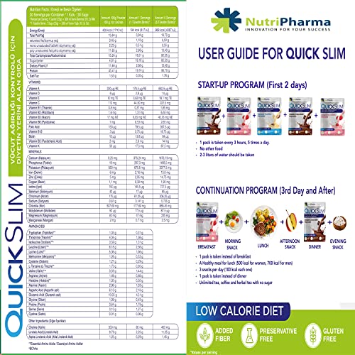 Quick Slim Meal Replacement Shake for Weight Loss, 30 Servings, 20g Protein, 27 Vitamins NUTRIPHARMA Quick Slim uk supplements