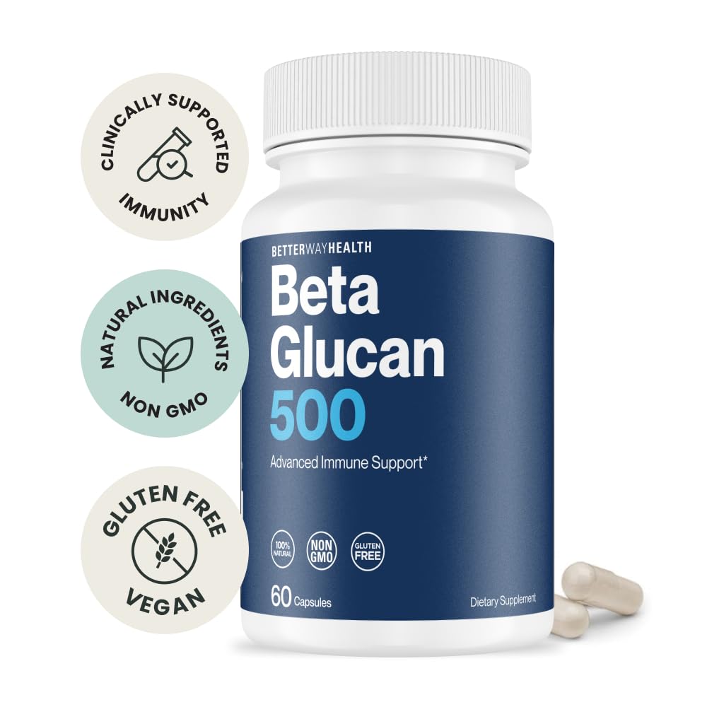 Better Way Health™ - Advanced Immune Readiness - Highly Purified 1,3/1,6 Beta Glucan 500 - Clinically Tested Immune Defense - 500mg/60 Capsules (Pack of 1) Better Way Health uk supplements