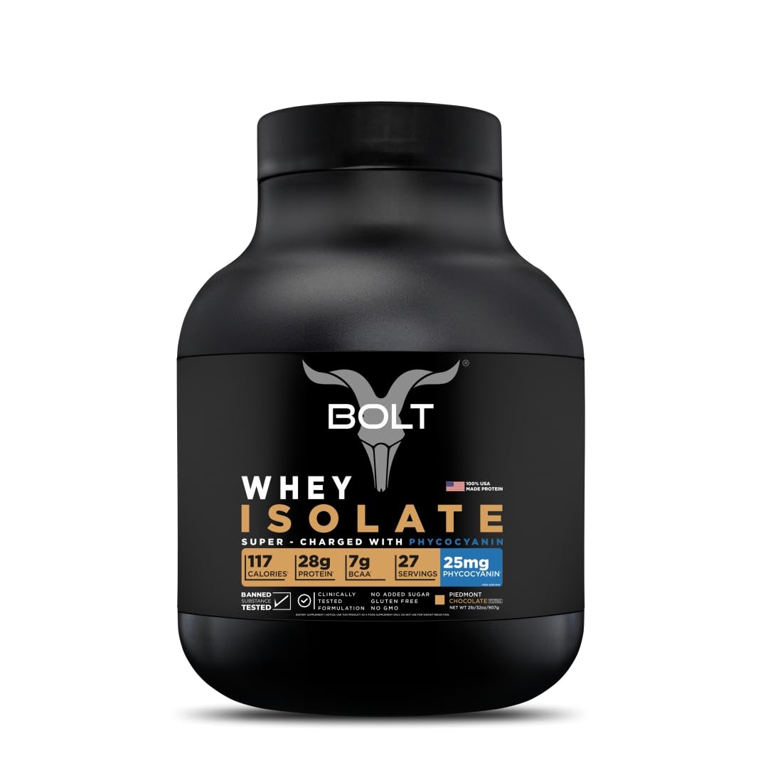 Bolt Nutrition Whey Isolate Protein Powder | with Superfood Phycocyanin | Muscle Strength Bolt Nutrition uk supplements