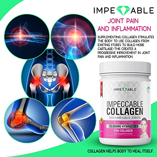 IMPECCABLE Collagen Premium 10.000 mg Pure peptide hydrolyzed Marine Collagen Powder Impeccable uk supplements