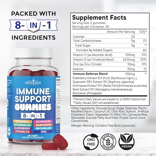 NEW AGE 8 in 1 Immune Support Booster Supplement with Elderberry, Vitamin C NEW AGE uk supplements