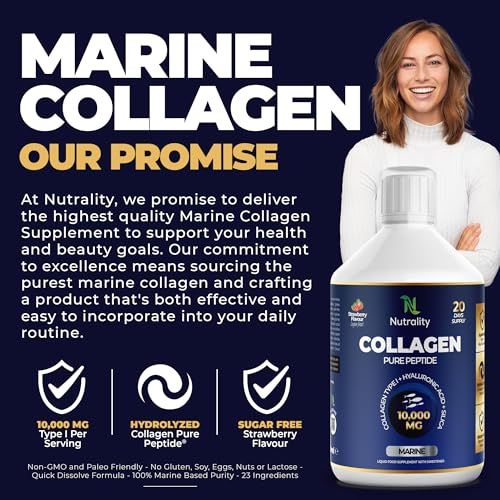 Nutrality Marine Collagen Sugar Free Liquid | Peptides, Hyaluronic Acid, Silica, Biotin, 10000mg Type 1 Nutrality uk supplements