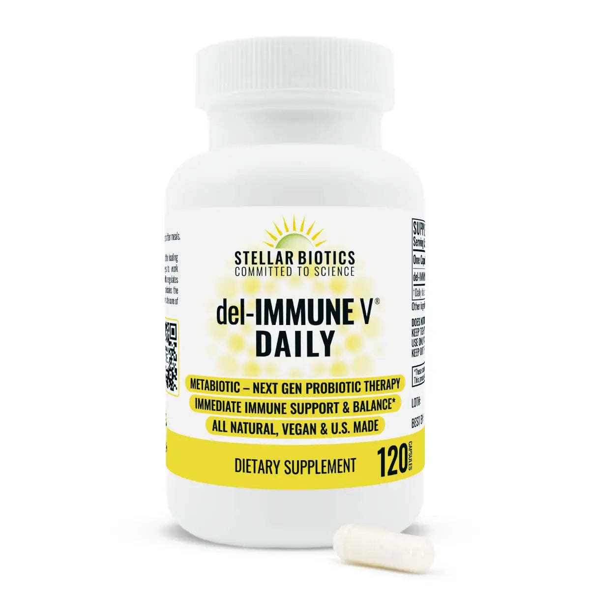 Del-Immune V® Daily by Stellar Biotics, All-Natural Immune Support & Gut Health, Immediate Care, Metabiotic: NextGen Probiotic Therapy (120 Caps) Del-Immune V uk supplements