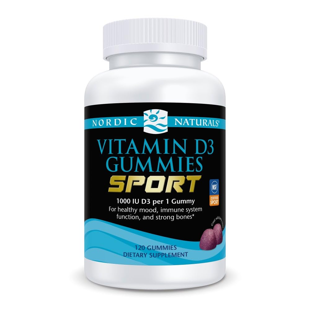 Nordic Naturals Vitamin D3 Gummies Sport, Wild Berry - 120 Gummies - 1000 IU Vitamin D3 - NSF Certified - Healthy Bones, Mood & Immune System Function - Non-GMO - 120 Servings Nordic Naturals uk supplements
