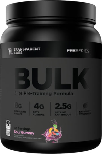 Transparent Labs Bulk Black Pre Workout - Clinically Dosed, Sugar Free Preworkout for Men and Women with Beta Alanine Powder, Citrulline Malate Transparent Labs uk supplements