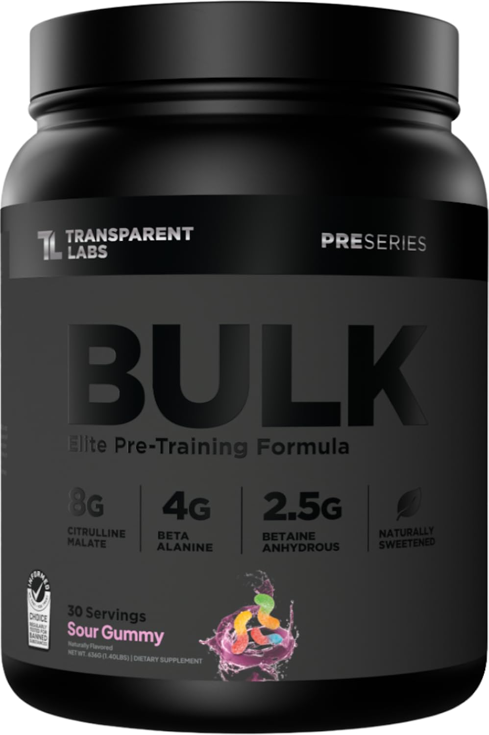 Transparent Labs Bulk Black Pre Workout - Clinically Dosed, Sugar Free Preworkout for Men and Women with Beta Alanine Powder, Citrulline Malate Transparent Labs uk supplements