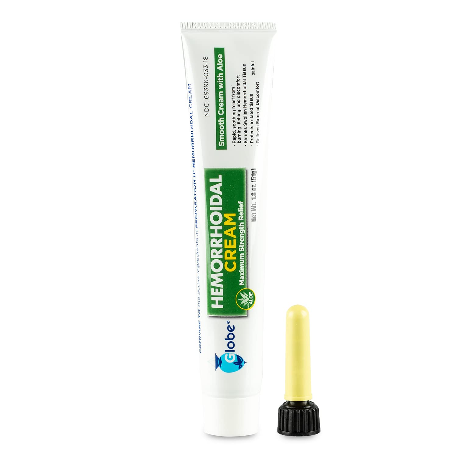 Globe Hemorrhoidal Cream (2 Pack) 1.8 oz w/Applicator Phenylephrine, Pramoxine with Aloe, Relief from Burning, Itching and Discomfort of Hemorrhoids. Globe uk supplements