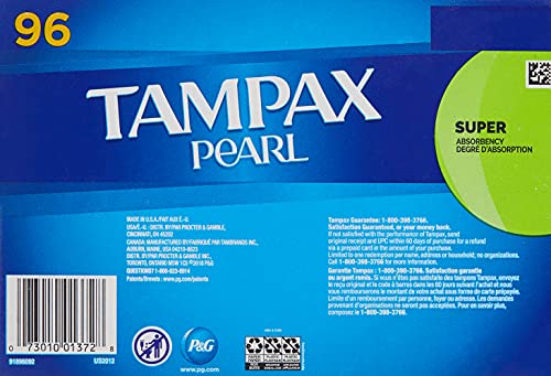 Tampax Pearl Unscented Super Absorbency Tampons, 96 Count Tampax uk supplements