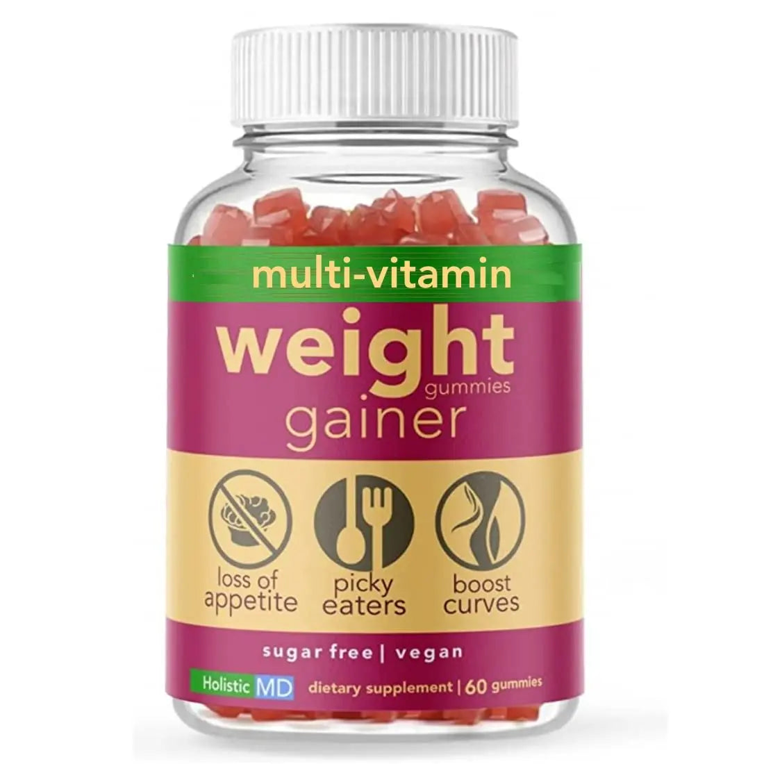 Holistic MD Gainer Gummies for Women Men Elderly and Kids | Clinically Studied Ingredients | 10 in 1 with L-Lysine Gentian Root Vitamin B | Holistic MD uk supplements