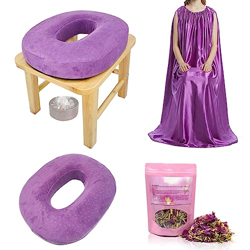 ElasignShopo Yoni Seat Kit, Wooden Vaginial Steaming Stool Chair Set with Gown for Feminine ElasignShopo uk supplements