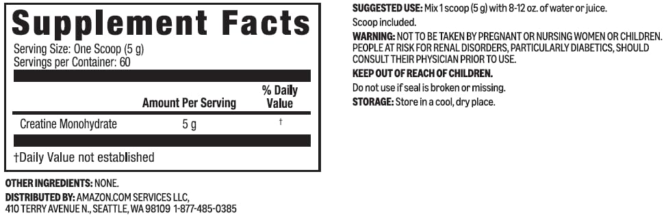 Amazon Basics Creatine Monohydrate Powder, 10.58 oz, 60 Servings Amazon Basics uk supplements