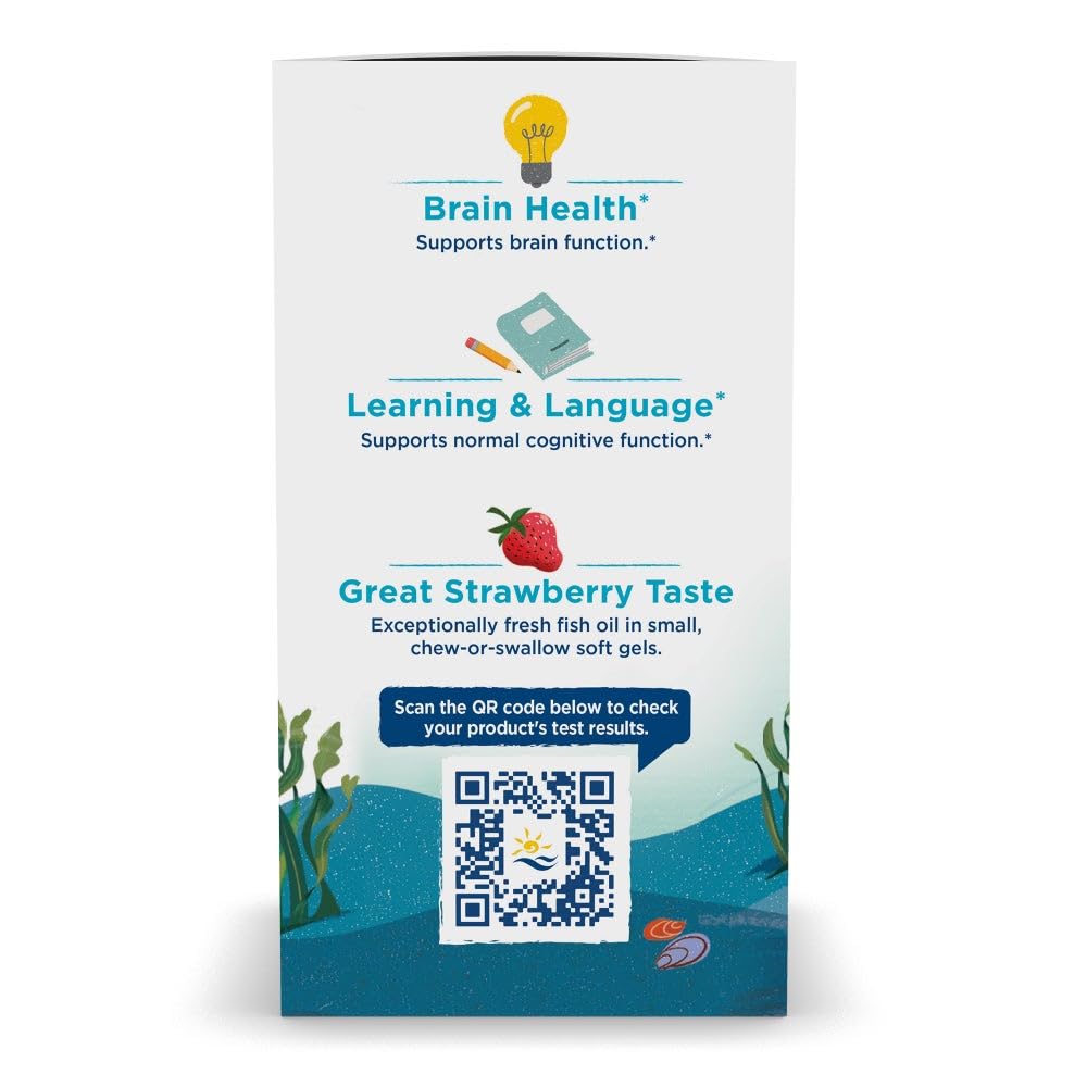 Nordic Naturals Ultimate Omega Jr., Strawberry - 120 Mini Soft Gels - 680 Total Omega-3s with EPA & DHA - Brain Health, Mood, Learning - Non-GMO - 60 Servings Nordic Naturals uk supplements
