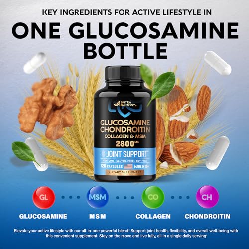Glucosamine | Chondroitin | MSM | Collagen - 2800 mg Joint Support Supplement NUTRAHARMONY uk supplements