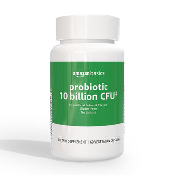 Amazon Basics Daily Probiotic, 10 Billion Active Cultures, Supporting Digestive and Intestinal Health, Capsule, 60 Count, Two Month Supply Amazon Basics uk supplements