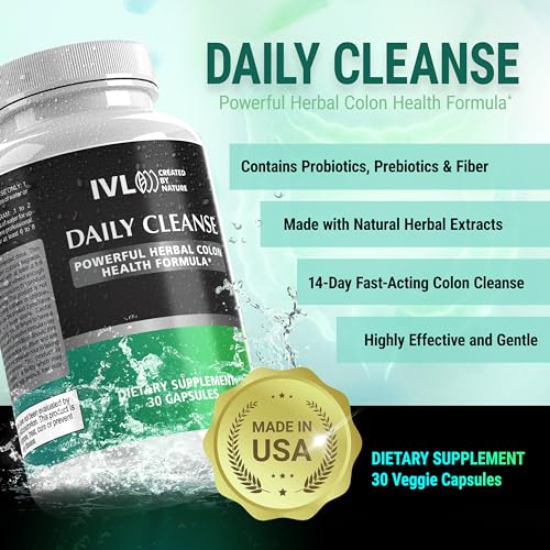 IVL - Daily Cleanse Herbal Colon Health Formula - Detoxification, Probiotic, Digestive Support IVL uk supplements