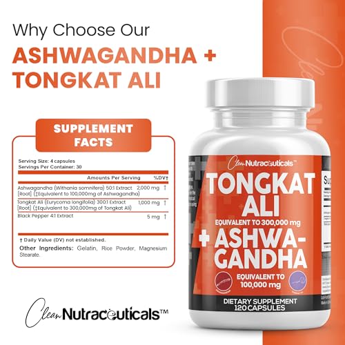 Clean Nutraceuticals Tongkat Ali 300,000mg and Ashwagandha 100,000mg Clean Nutraceuticals uk supplements