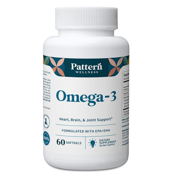 Pattern Wellness Omega 3 Softgels - Pure Fish Oil Formula - Helps Maintain Brain, Heart & Joint Health - 3rd Party Lab Tested - Non-GMO, Dairy-Free, Gluten-Free - 60 Softgels Pattern Wellness uk supplements