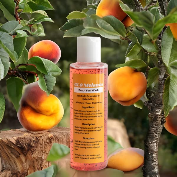 GLO Melanin Peach Yoni Wash with Aloe Vera, All Natural Feminine Wash for Women pH Balance Glo Melanin uk supplements